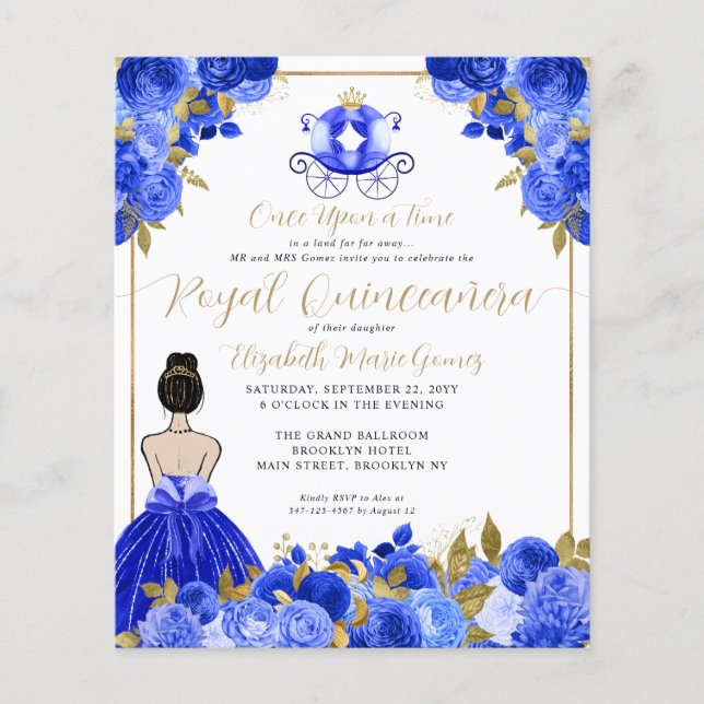 Budget Cinderella Royal Blue Princess Quinceanera (Front)