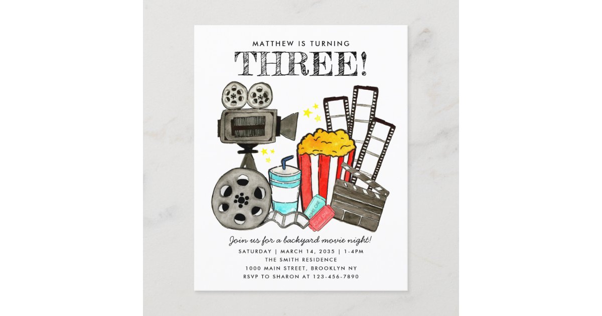 Budget Cinema Movie Night Party Kids Birthday | Zazzle