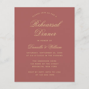 Budget Cinnamon Rose Rehearsal Dinner Invitation