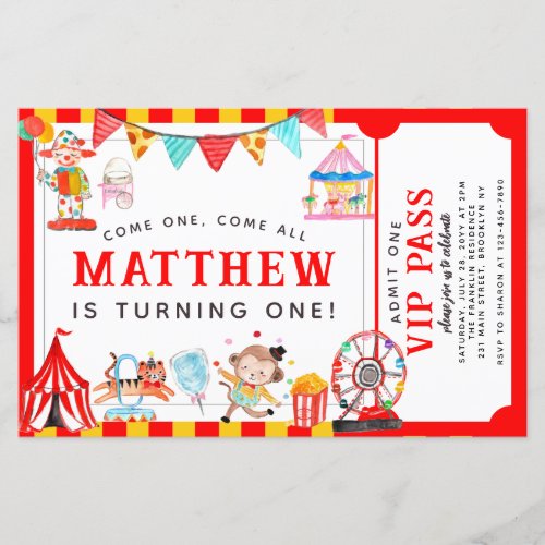Budget Circus Carnival Show Ticket Cute Birthday
