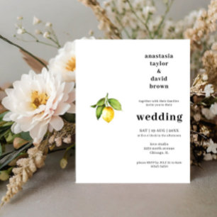 Budget Citrus Lemon Wedding Invitation