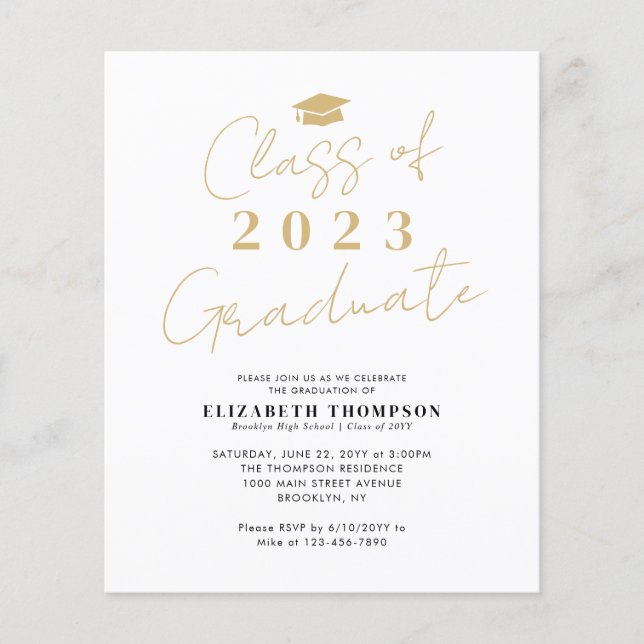 Budget Class of 2023 Gold Grad Graduation Party (Front)