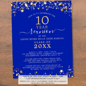Budget Class Reunion Royal Blue Gold Invitation