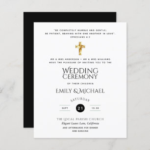 Budget Classic Black White Catholic Wedding Invite