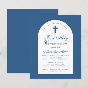 Budget Classic Blue Arch 1st Communion Invitation