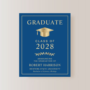 Budget Classic Blue Gold Graduation Announcement