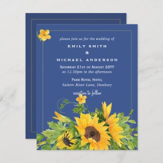 Budget Classic Blue Sunflowers Floral Wedding