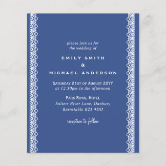 Budget Classic Blue White Lace Wedding Invitations