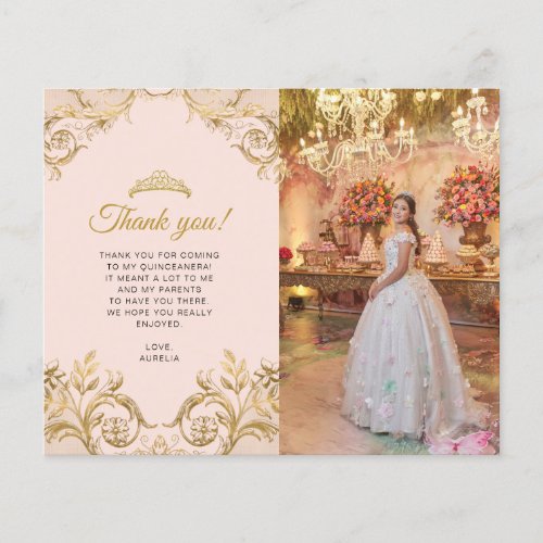 BUDGET Classic Blush Pink Gold Photo Quinceaera