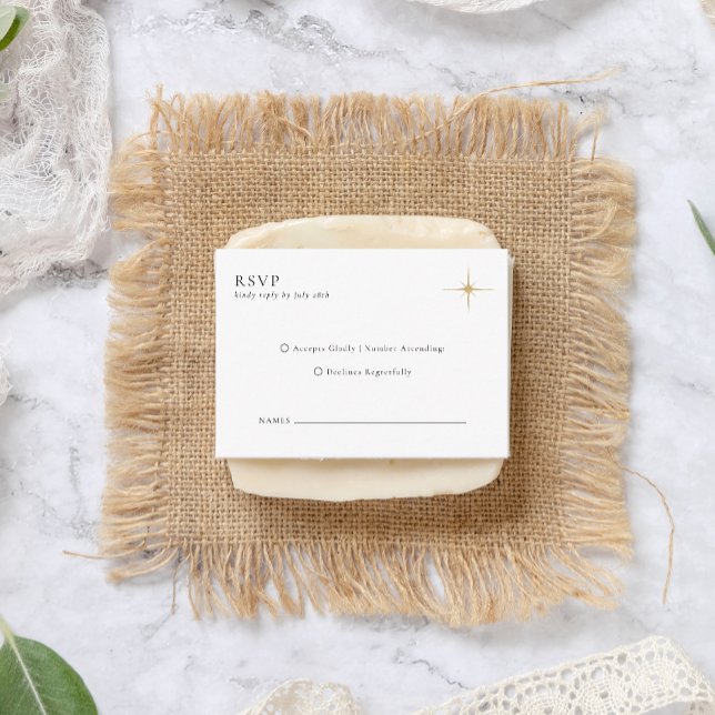 BUDGET  Classic Celestial Gold Stars Wedding RSVP Enclosure Card (Creator Uploaded)