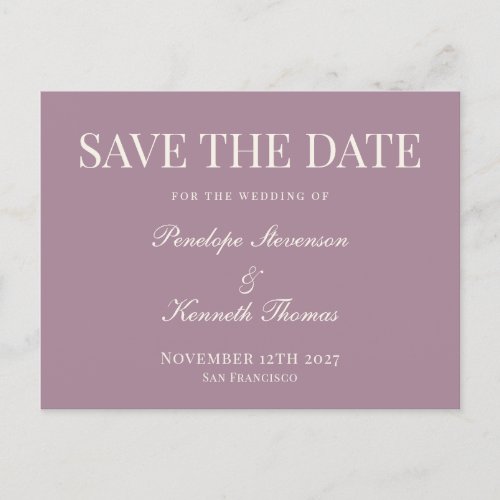 Budget Classic Dusty Purple Save The Date  Postcard