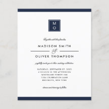 BUDGET Classic Elegant Navy Blue Monogram Wedding