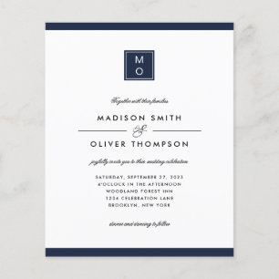 BUDGET Classic Elegant Navy Blue Monogram Wedding