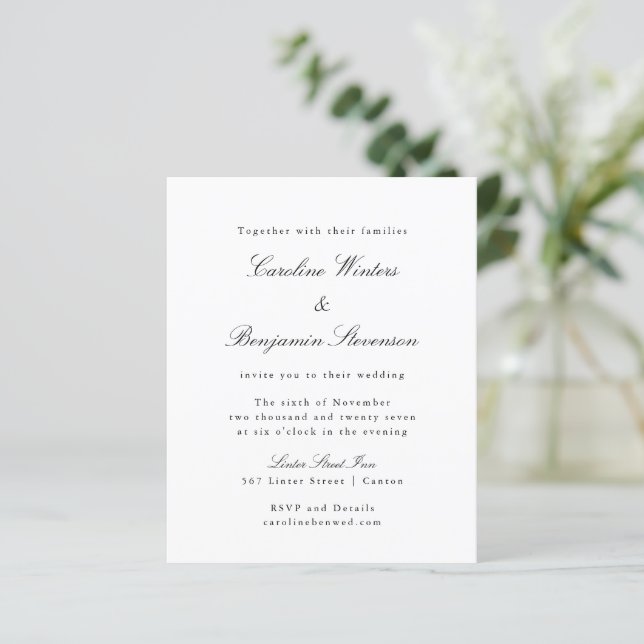 Budget Classic Formal Elegant Wedding Invitation (Standing Front)