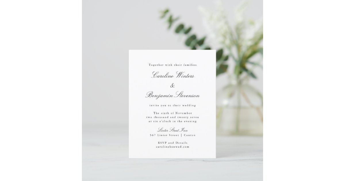 Budget Classic Formal Elegant Wedding Invitation | Zazzle