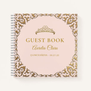 Budget Classic Gold Blush Quinceañera Guest Book