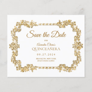 BUDGET Classic Ivory White Gold Frame Quinceanera