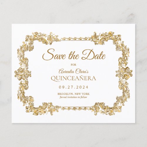 BUDGET Classic Ivory White Gold Frame Quinceanera