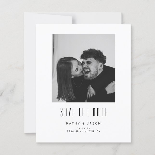 BUDGET Classic Modern Wedding Photo Save The Date (Front)