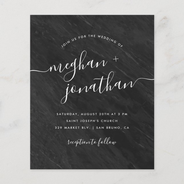 Budget Classic Obsidian Black Marble Wedding (Front)