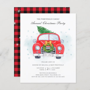 Budget Classic Red Car Family Christmas Invitation
