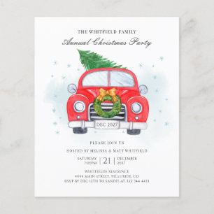 Budget Classic Red Car Family Christmas Invitation Flyer