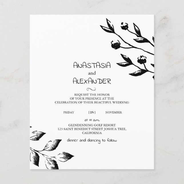Budget Classic Wedding invitation. Flyer (Front)