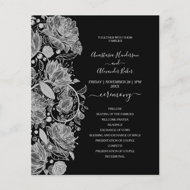 Budget Classic Wedding Program card. Flyer (Front)