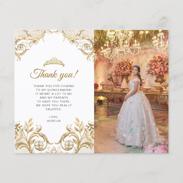 BUDGET Classic White Gold Photo Quinceañera (Front)