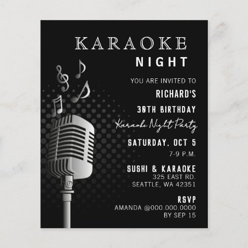 Budget Classy Black Karaoke Night Party Invitation