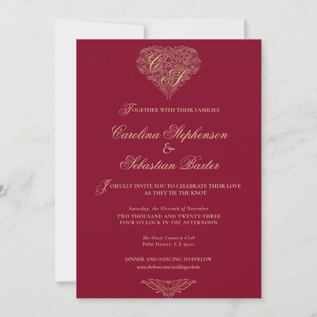 Budget Classy Burgundy Elopment Tying Knot Wedding Invitation (Front)