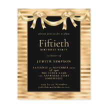 Budget Classy Gold Black 50th Birthday Invitation