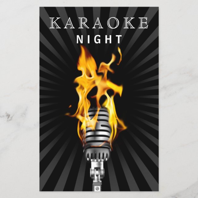 Budget Classy Mic Karaoke Night Party Invitation (Front)