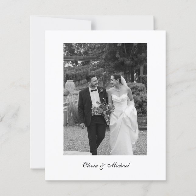 Budget Classy Script Photo Wedding Thank You (Back)