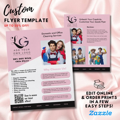 ️BUDGET Cleaning Services DIY Template Blush Pink Flyer
