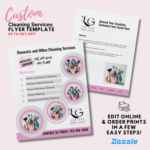 âïBUDGET Cleaning Services DIY Template Candy Pink Flyer
