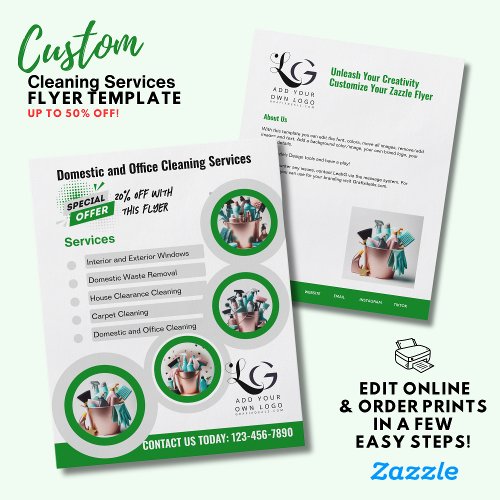️BUDGET Cleaning Services DIY Template Green Flyer