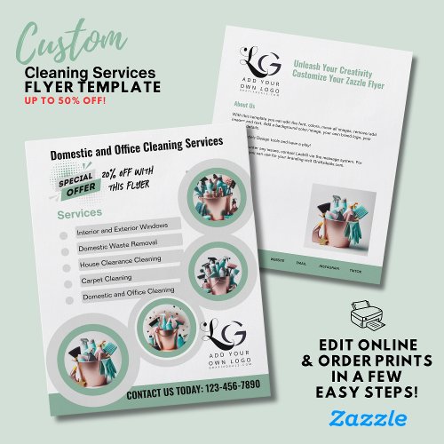 ️BUDGET Cleaning Services DIY Template Sage Green Flyer