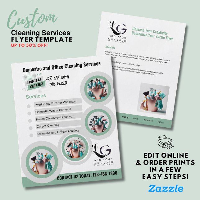 ⭐️BUDGET Cleaning Services DIY Template Sage Green Flyer (Creator Uploaded)