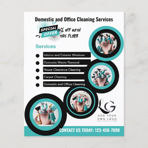 ️BUDGET Cleaning Services DIY Template Teal Blue Flyer