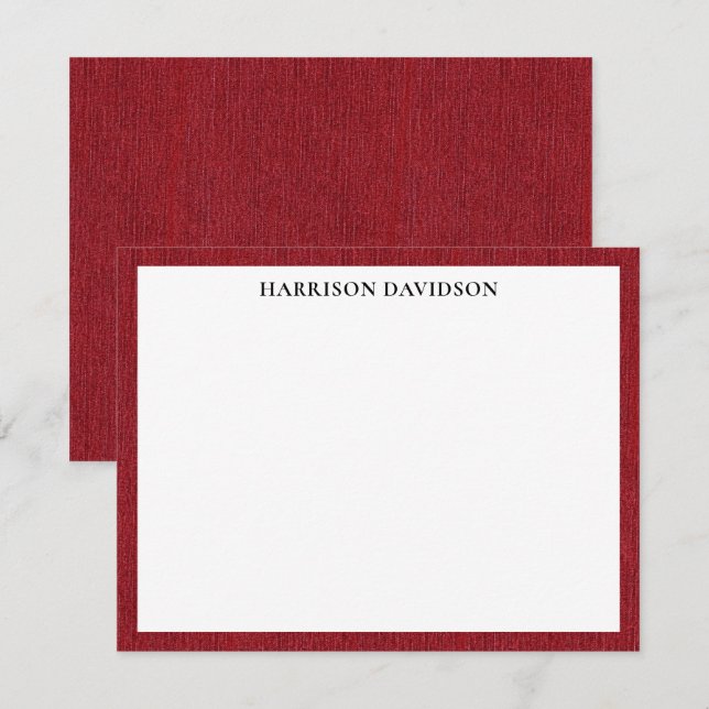 Budget Client Friend Gifting, Red Denim Print Note Card (Front/Back)
