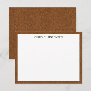 Budget Client Gift, Name, Rich Bronze Denim Print Note Card