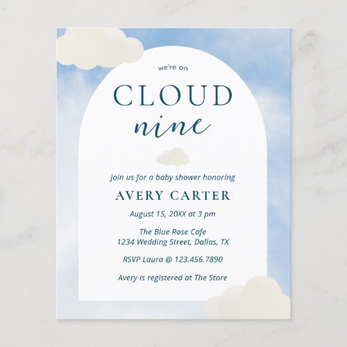 Budget Cloud 9 Baby Shower Invitations Flyer