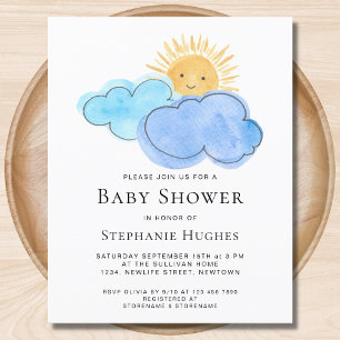 Budget Clouds Boy's Baby Shower Invitation