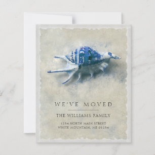 Budget Coastal Blue Seashell Beach Moving Card