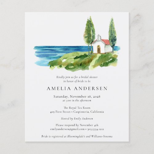 Budget Coastal Watercolor Bridal Shower Invitation Flyer