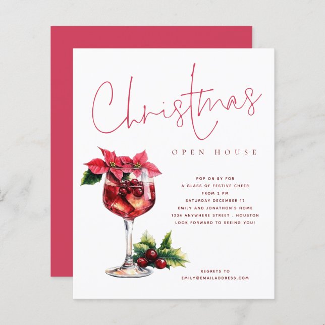 Budget Cocktail Christmas Open House Invite (Front/Back)