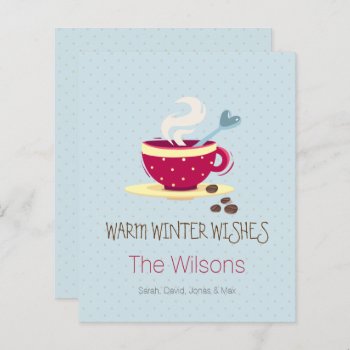 Budget Coffee Warm Winter Wishes Holiday Card by XmasMall at Zazzle