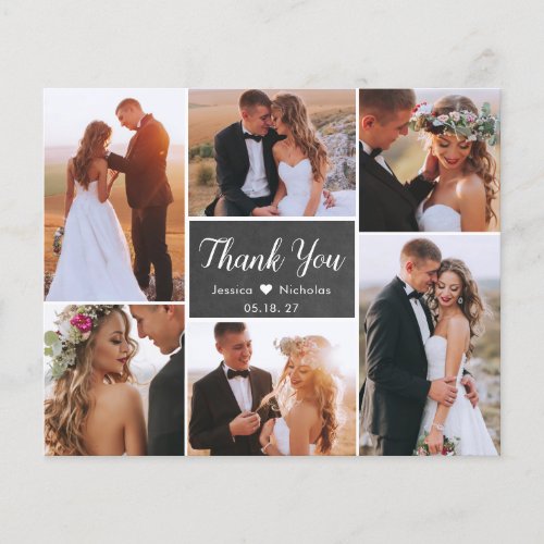 Budget Collage Chalkboard Wedding Thank You Card