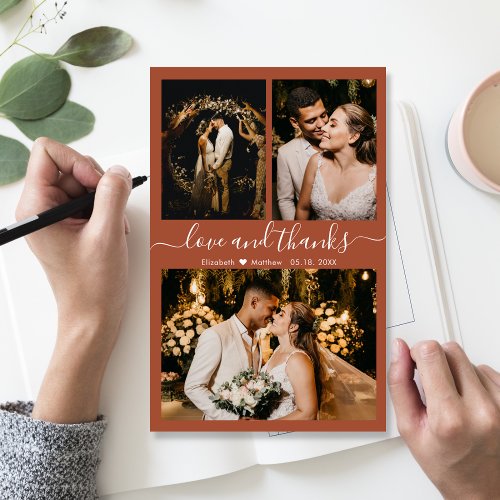 Budget Collage Terracotta Wedding Thank You Card